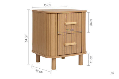 AXEL 2 DRAWER FLUTED BEDSIDE OAK