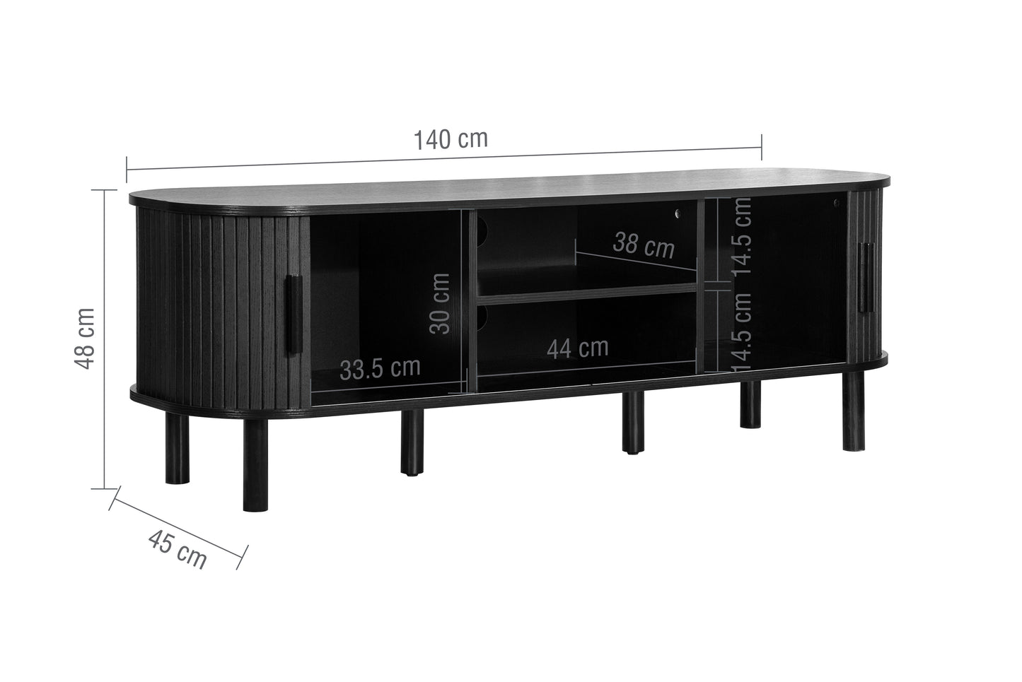 Axel Fluted TV Unit Black