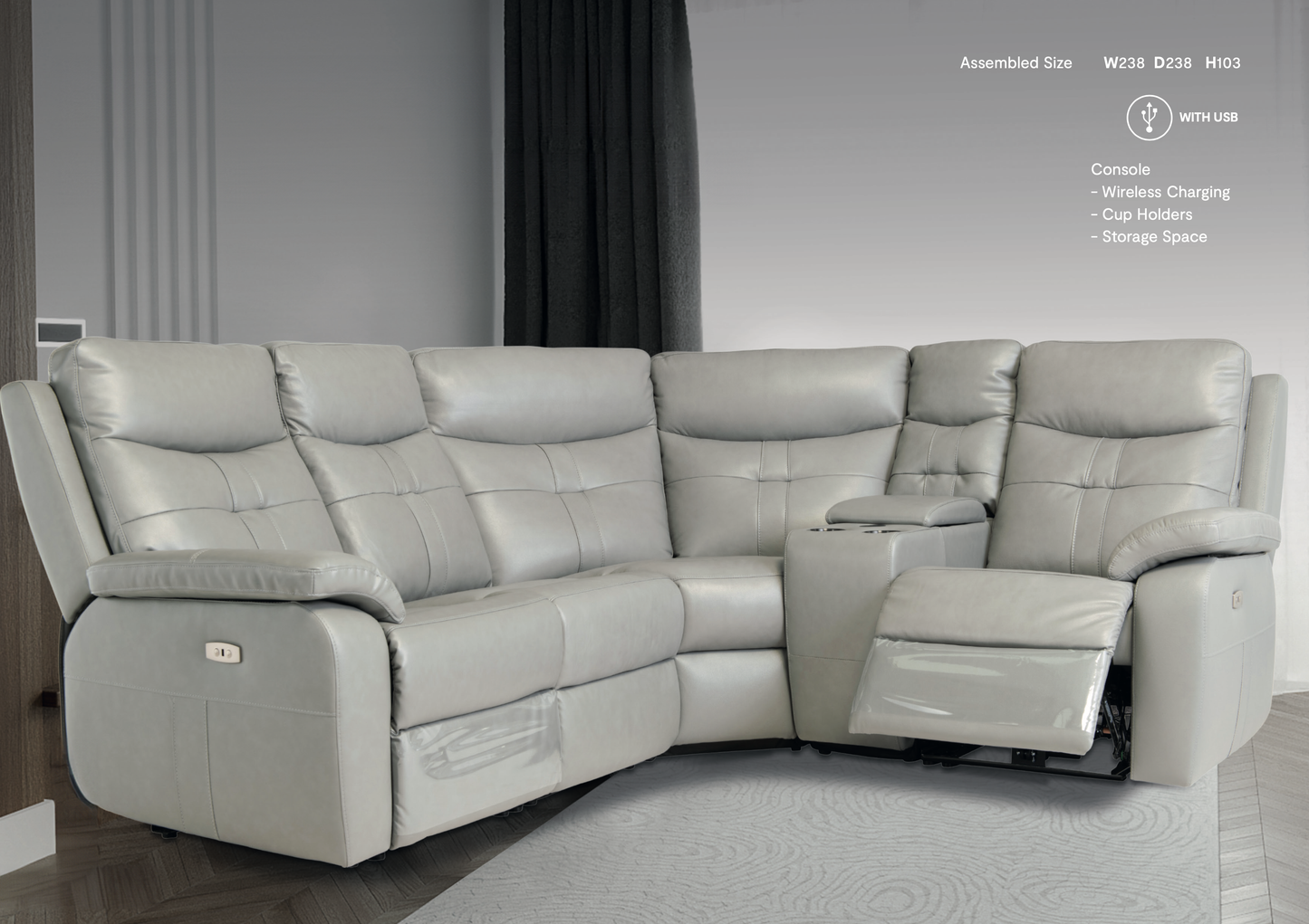Sylvia Electric Recliner Corner Sofa