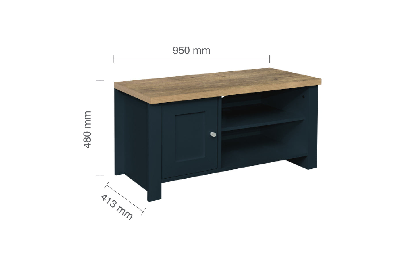 Highgate Small TV Unit Navy Blue & Oak