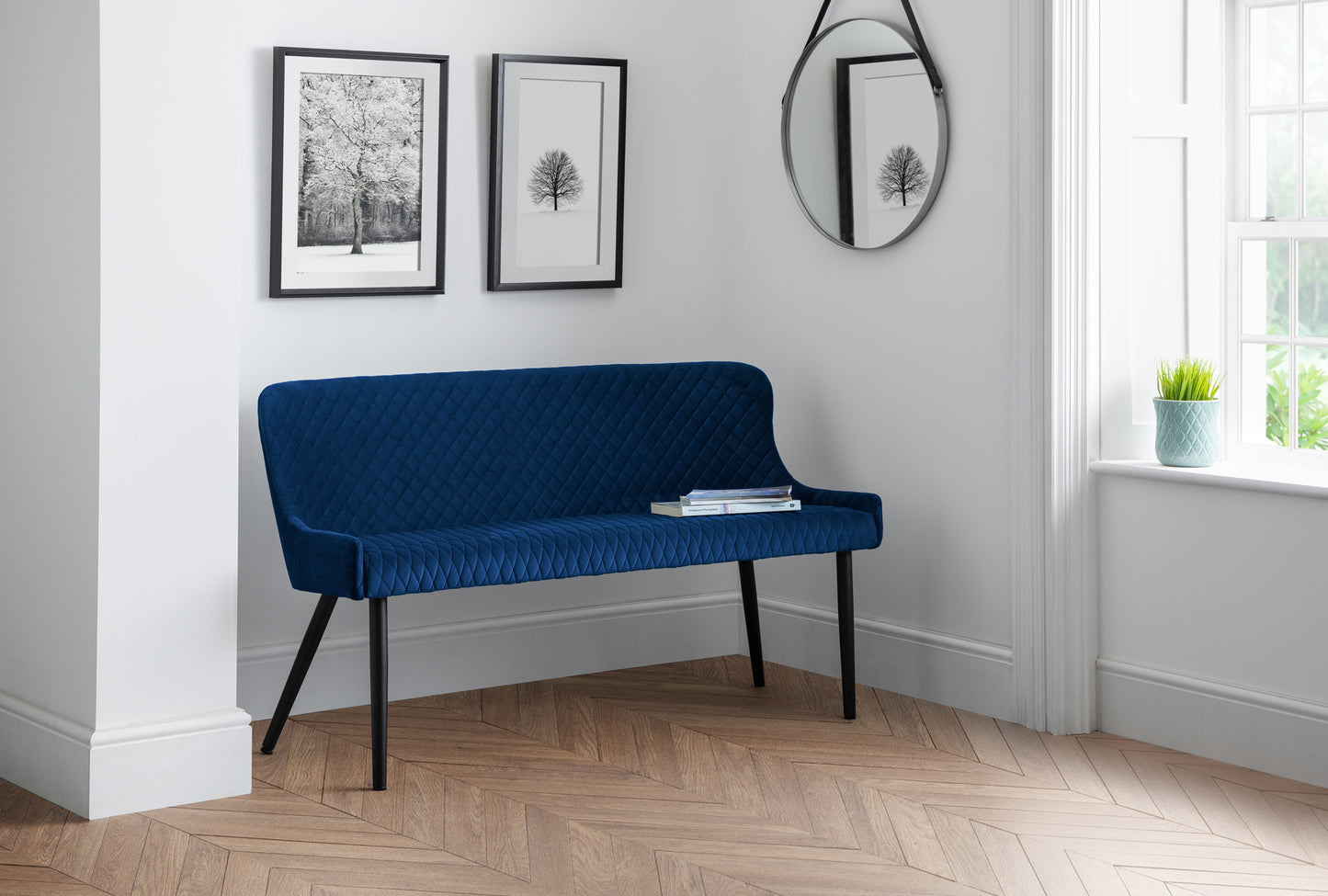 LUXE HIGH BACK BENCH - BLUE
