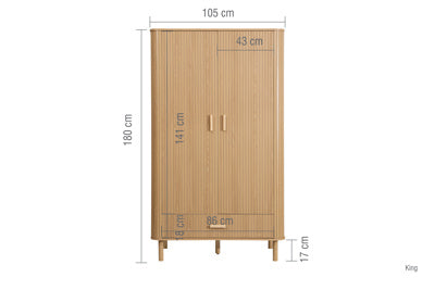 AXEL 2 DOOR 1 DRAWER FLUTED WARDROBE OAK
