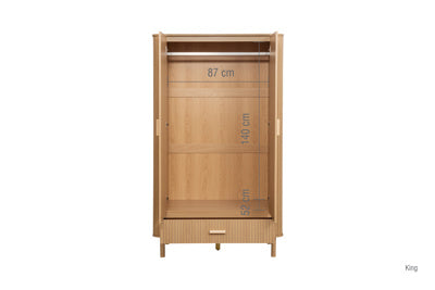 AXEL 2 DOOR 1 DRAWER FLUTED WARDROBE OAK