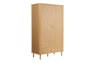 AXEL 2 DOOR 1 DRAWER FLUTED WARDROBE OAK
