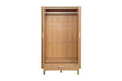 AXEL 2 DOOR 1 DRAWER FLUTED WARDROBE OAK