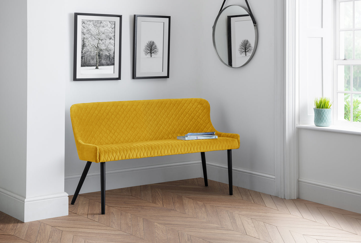 LUXE HIGH BACK BENCH - MUSTARD